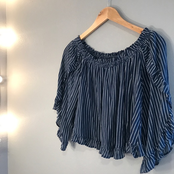 American Eagle Outfitters Tops - NWOT Striped Ruffle Crop Top from American Eagle